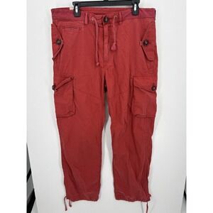 Polo Ralph Lauren VTG Mens Red Paratrooper Cargo Pants Utility Military XL 38x34